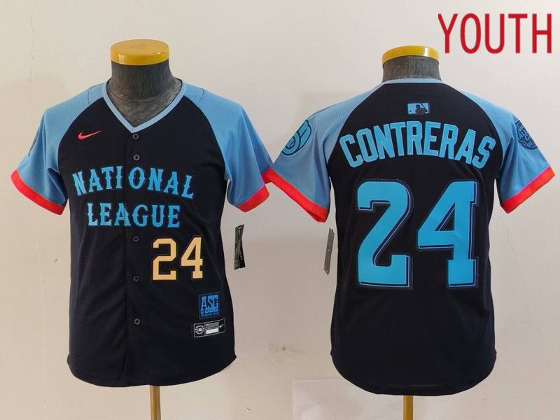 Youth Milwaukee Brewers #24 Contreras Blue All star 2024 Nike MLB Jersey style 2->youth mlb jersey->Youth Jersey
